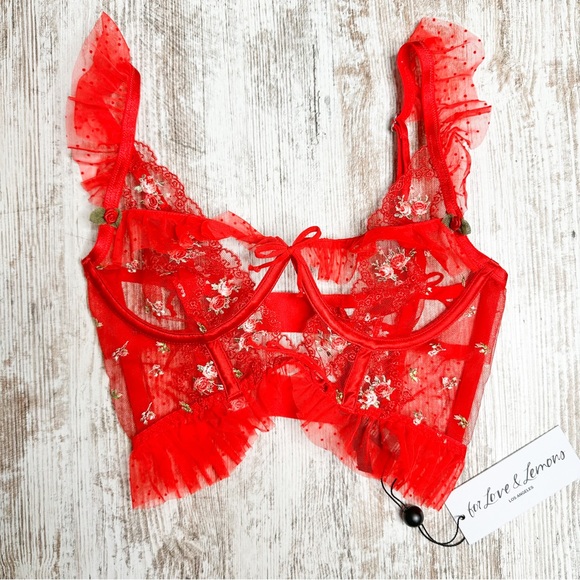For Love and Lemons New Red Rouge Underwire Bustier Size XXS - Picture 2 of 6